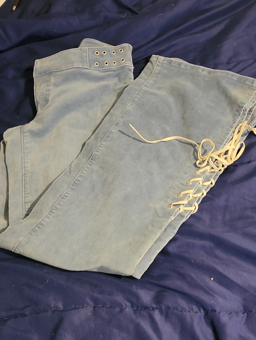 Jennifer Lopez Light Blue Lace-Up Skinny Jeans